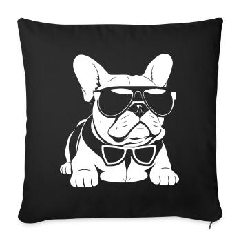 Funny French Bulldog with Sunglasses French Bulld - Sofa pillowcase 17,3'' x 17,3'' (45 x 45 cm) - black - Front