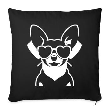 Funny Chihuahua wearing Sunglasses Chihuahuas - Sofa pillowcase 17,3'' x 17,3'' (45 x 45 cm) - black - Front