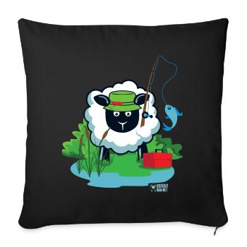 Les brebis aiment la pêche ? - Housse de coussin décorative 45 x 45 cm - noir - Devant
