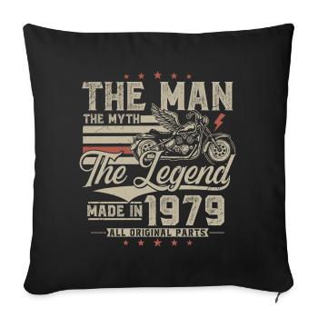 1979 Man Myth Legend Motorcycle Biker - Sofa pillowcase 17,3'' x 17,3'' (45 x 45 cm) - black - Front