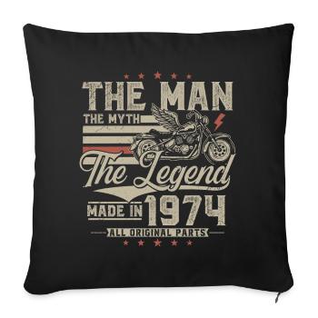 1974 Man Myth Legend Motorcycle Biker - Sofa pillowcase 17,3'' x 17,3'' (45 x 45 cm) - black - Front