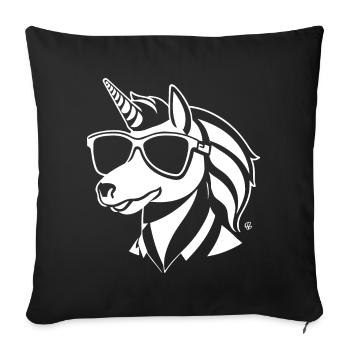 Licornes drôles portant des lunettes de soleil Licorne cool - Housse de coussin décorative 45 x 45 cm - noir - Devant