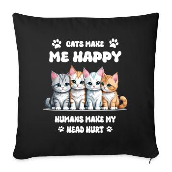 Les chats me rendent heureuse... - Housse de coussin décorative 45 x 45 cm - noir - Devant