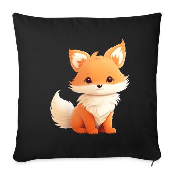 Cute Fox Illustration - Sofa pillowcase 17,3'' x 17,3'' (45 x 45 cm) - black - Front