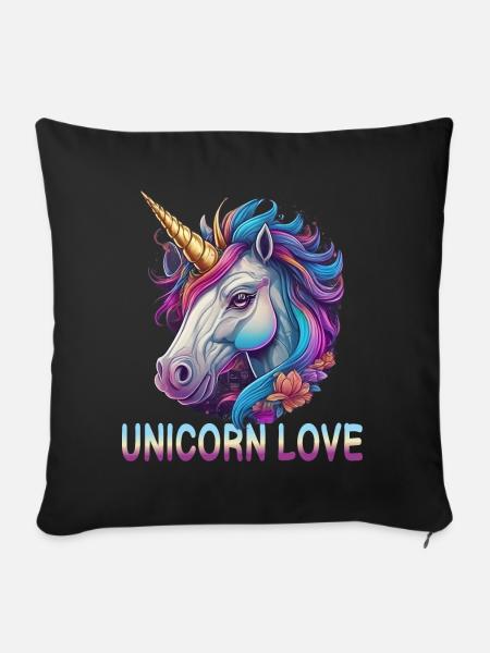 Einhorn Liebe - Sofakissenbezug 45 x 45 cm - Schwarz