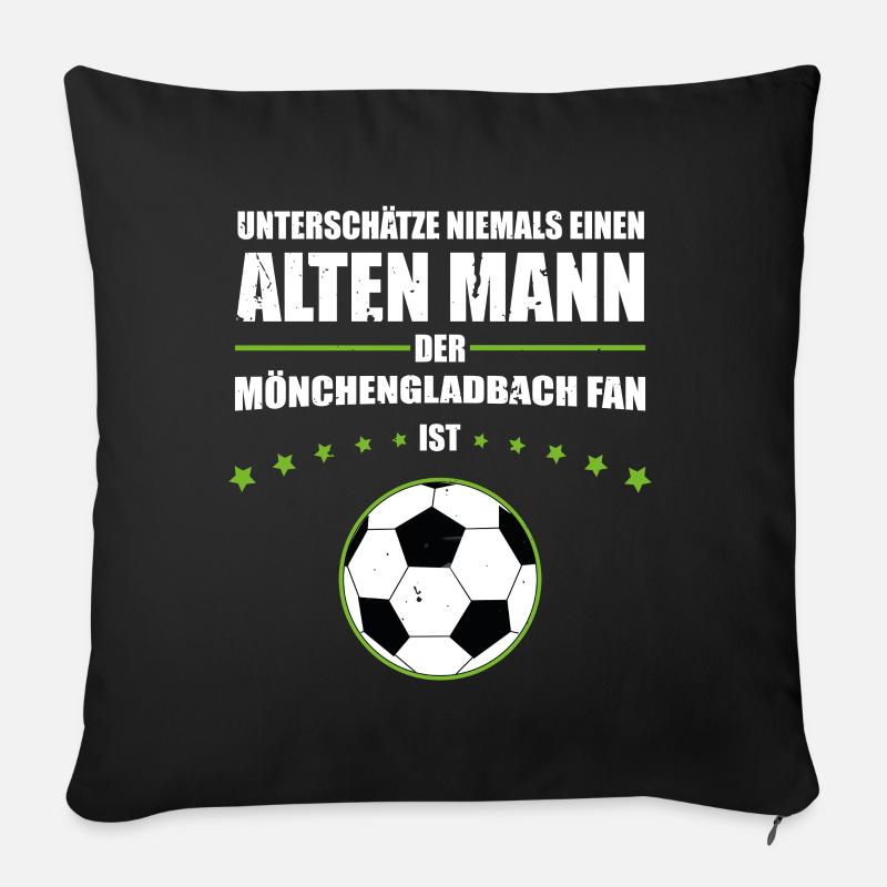 Alter Mann - Mönchengladbach Fan | Retro Vintage - Sofakissenbezug 45 x 45 cm - Schwarz