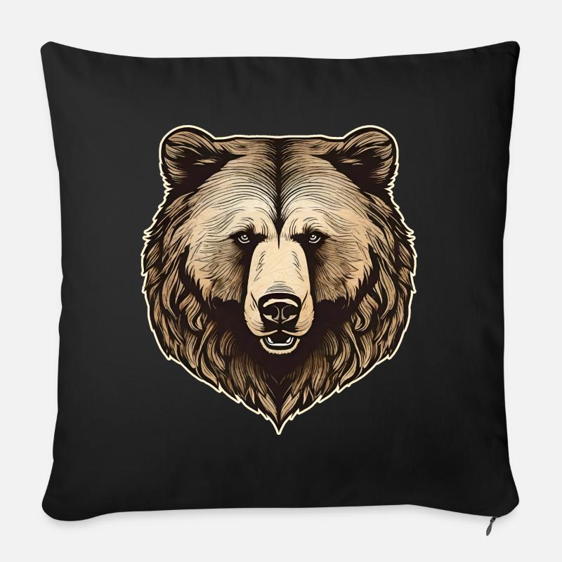 Ours fier dans un style rétro - Housse de coussin décorative 45 x 45 cm - noir