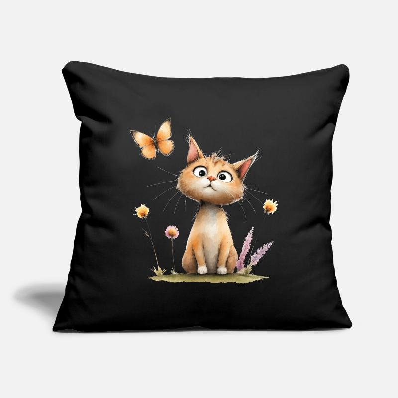 Chat mignon : Papillon murmure en couleur pastel Housse de coussin décorative 45 x 45 cm