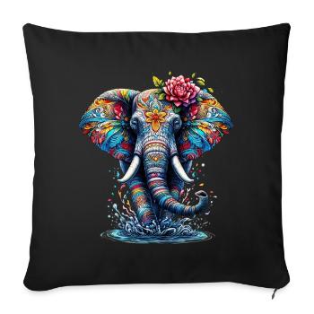 Éléphant - Housse de coussin décorative 45 x 45 cm - noir - Devant