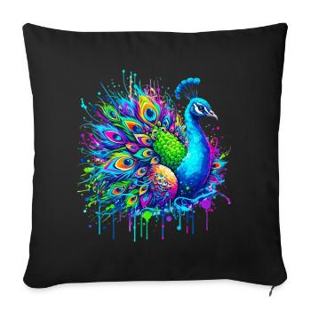 Paon - Housse de coussin décorative 45 x 45 cm - noir - Devant