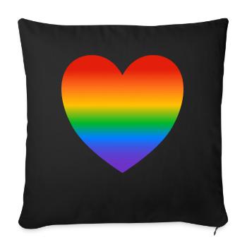 LGBT Rainbow pride heart - Sofa pillowcase 17,3'' x 17,3'' (45 x 45 cm) - black - Front