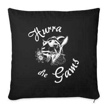 hurra die gams alm berg hüttengaudi party - Sofakissenbezug 45 x 45 cm - Schwarz - Vorne