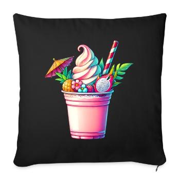 exotic fruity dreams:summer milkshake - Sofa pillowcase 17,3'' x 17,3'' (45 x 45 cm) - black - Front
