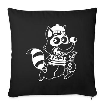Dieb Waschbär (Weiß) - Sofakissenbezug 45 x 45 cm - Schwarz - Vorne