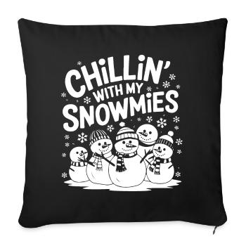 Chillin' avec mes Snowmies - Housse de coussin décorative 45 x 45 cm - noir - Devant