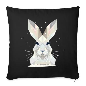 Lièvre des neiges blanc - l’élégance intemporelle de l’hiver - Housse de coussin décorative 45 x 45 cm - noir - Devant