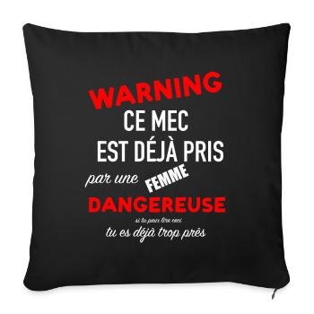 Humour homme couple femme jalouse saint valentin - Housse de coussin décorative 45 x 45 cm - noir - Devant