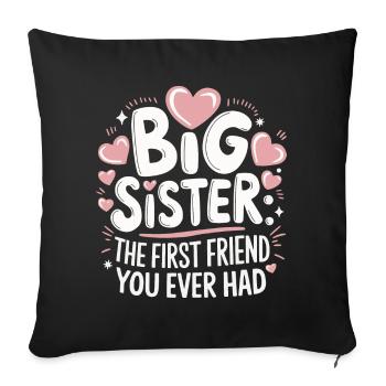 Sœur, Frère ou sœur, Famille - Housse de coussin décorative 45 x 45 cm - noir - Devant
