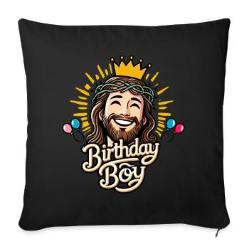 Jesus the Birthday Boy - Sofa pillowcase 17,3'' x 17,3'' (45 x 45 cm) - black - Front