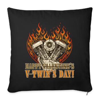 Happy V-Twin’s Day for Chopper Lovers - Sofa pillowcase 17,3'' x 17,3'' (45 x 45 cm) - black - Front