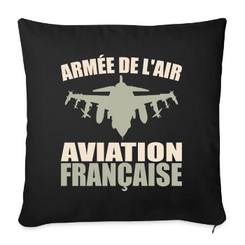 Armée de l'air aviation française - Housse de coussin décorative 45 x 45 cm - noir - Devant
