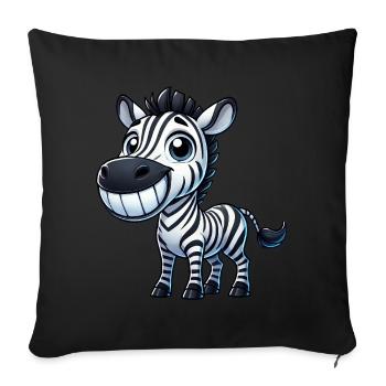 Zebra Grin Tooth Cartoon Happiness Joy Laughter - Sofa pillowcase 17,3'' x 17,3'' (45 x 45 cm) - black - Front