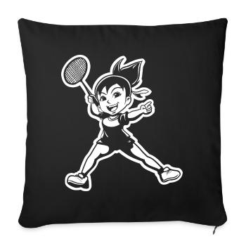 Badminton player - Sofa pillowcase 17,3'' x 17,3'' (45 x 45 cm) - black - Front