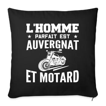 L'Homme Parfait Est Auvergnat Motard - Housse de coussin décorative 45 x 45 cm - noir - Devant