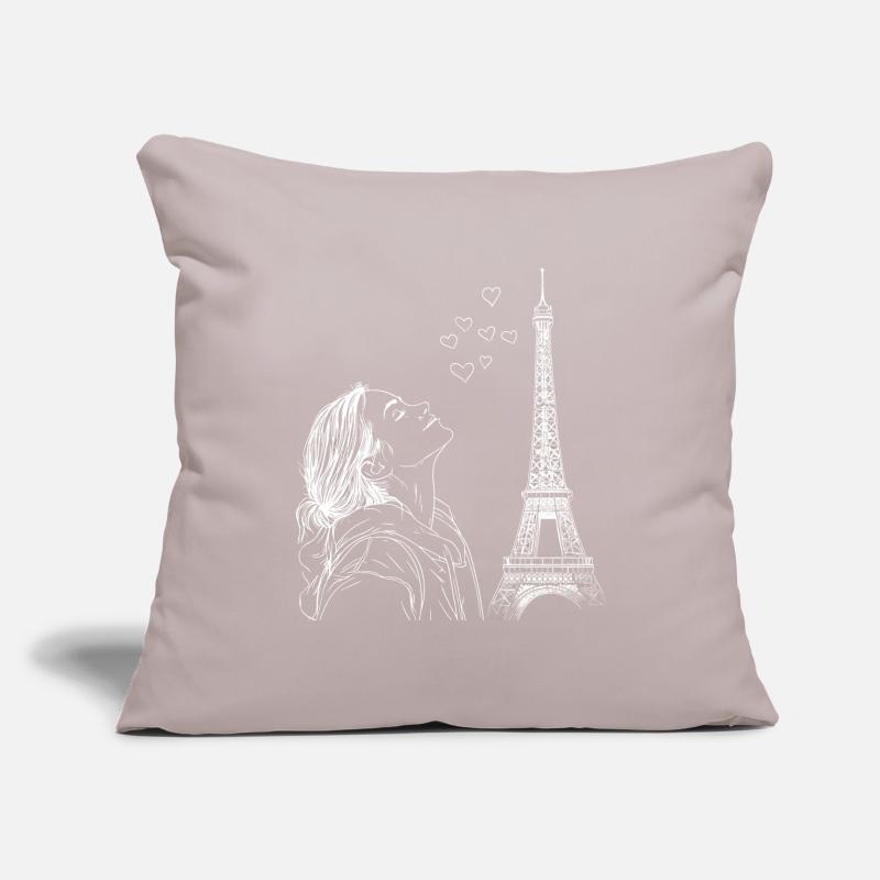 Paris Eiffelturm Frankreich Frau Herzen Line Art Sofakissenbezug 45 x 45 cm