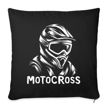 Motocross Logo - Biker and Motorbike Friends Symbol - Sofa pillowcase 17,3'' x 17,3'' (45 x 45 cm) - black - Front