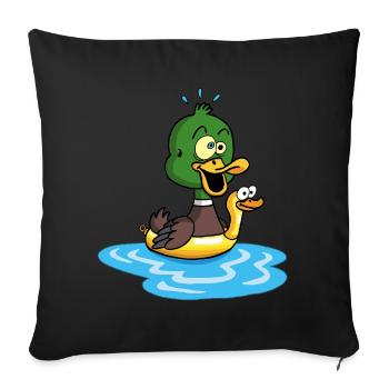 The duck learning to swim - Sofa pillowcase 17,3'' x 17,3'' (45 x 45 cm) - black - Front