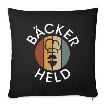 Logo de boulanger vintage - Boulangerie rétro avec barbe - Housse de coussin décorative 45 x 45 cm - noir - Devant