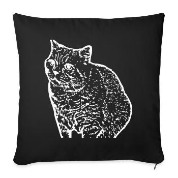 Cat White Silhouette Gift Cat Lover - Sofa pillowcase 17,3'' x 17,3'' (45 x 45 cm) - black - Front