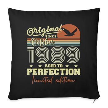 1989 Octobre 1989 anniversaire octobre 1989 - Housse de coussin décorative 45 x 45 cm - noir - Devant