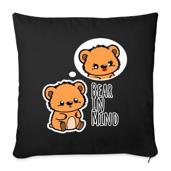 The cute bear thinks of his sweet girlfriend! - Sofa pillowcase 17,3'' x 17,3'' (45 x 45 cm) - black - Front