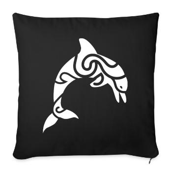 Tribal Dolphin – Tattoo & Sea Freedom - Sofa pillowcase 17,3'' x 17,3'' (45 x 45 cm) - black - Front