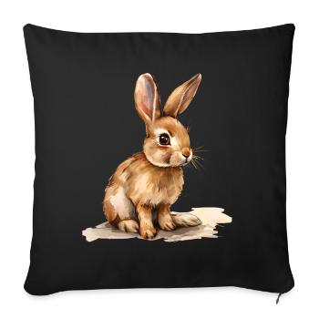 Lapin aquarelle à la lumière printanière - Housse de coussin décorative 45 x 45 cm - noir - Devant