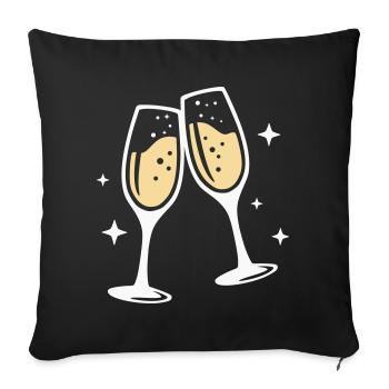Sektglas Prosecco Sekt Alkohol Prost - Housse de coussin décorative 45 x 45 cm - noir - Devant