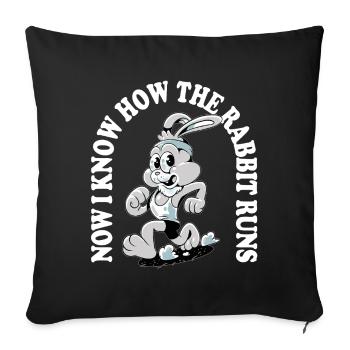 Now I Know How the Rabbit Runs – Denglisch Spruch - Sofakissenbezug 45 x 45 cm - Schwarz - Vorne