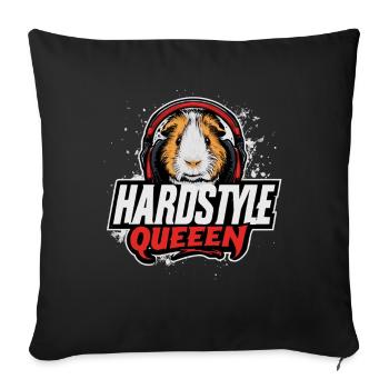Hardstyle Queen – cobaye avec casque - Housse de coussin décorative 45 x 45 cm - noir - Devant