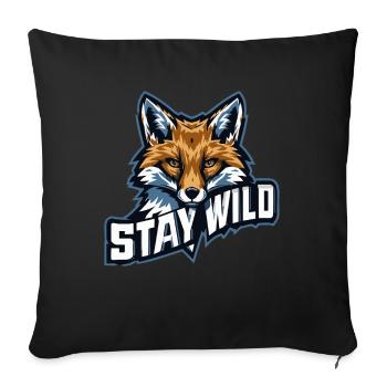 STAY WILD – Nature & Adventure Motif - Sofa pillowcase 17,3'' x 17,3'' (45 x 45 cm) - black - Front