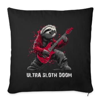 Ultra Sloth Doom – Metal Sloth with Guitar - Sofa pillowcase 17,3'' x 17,3'' (45 x 45 cm) - black - Front