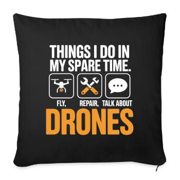 Drones : Discussion sur la réparation de mouches pendant le temps libre - Housse de coussin décorative 45 x 45 cm - noir - Devant