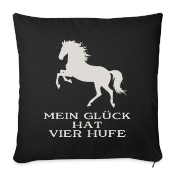 Mein Glück hat vier Hufe - Sofakissenbezug 45 x 45 cm - Schwarz - Vorne