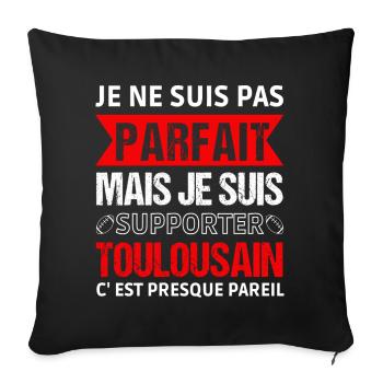 Supporter toulousain cadeau rugby Toulouse - Housse de coussin décorative 45 x 45 cm - noir - Devant