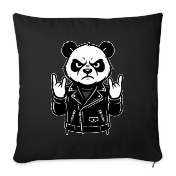 Rocker Panda Metalhead Look - Housse de coussin décorative 45 x 45 cm - noir - Devant