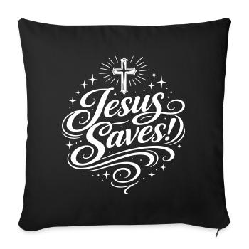 Jésus sauve la croix de manière chrétienne - Housse de coussin décorative 45 x 45 cm - noir - Devant