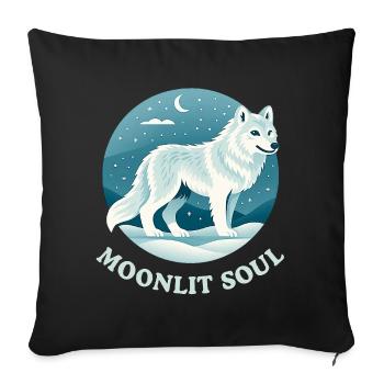 Wolf of the Moonlit Night - Sofa pillowcase 17,3'' x 17,3'' (45 x 45 cm) - black - Front
