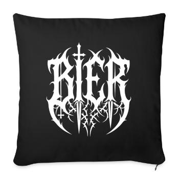 Bière – Lettrage du logo Black Metal - Housse de coussin décorative 45 x 45 cm - noir - Devant