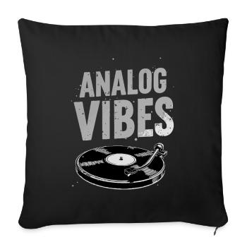 Analog Vibes – motif vinyle vinyle - Housse de coussin décorative 45 x 45 cm - noir - Devant